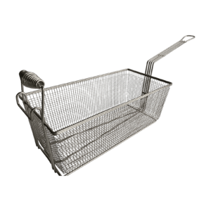 Quality Industries Fry Basket, Stainless Steel, Black Front Handle, 425x222x153 (mm)