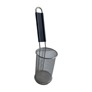 Pasta Basket, Stainless Steel, Round, Black Handle, 90mm Diameter, 145mm Height
