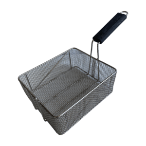 Quality Industries Fry Basket, Stainless Steel, Black Handle, 260x220x110 (mm)
