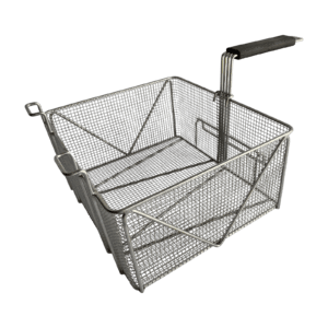 Quality Industries Fry Basket, Stainless Steel, Black Handle, 350x300x160 (mm)