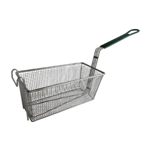 Quality Industries Fry Basket, Stainless Steel, Green Handle, 337x165x147 (mm)