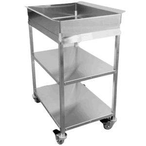 Quality Industries Landing Cart with Swiveled Caster Kit with Brakes, 27" x 22" x 38", Stainless Steel - Commercial Kitchen Appliance