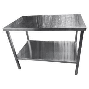 Quality Industries Table with Bottom Shelf, 48" x 24" x 36", Swiveled Caster Kit with Brakes, Stainless Steel - Commercial Kitchen Appliance