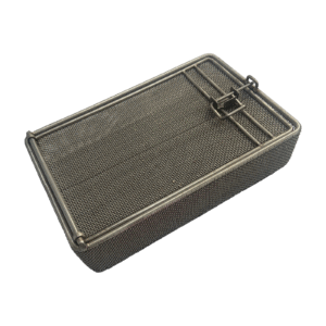 Parts Washing Basket, Stainless Steel, Fine Mesh, Bolt Latch, 225x150x50 mm, (8.9"x5.9"x2")