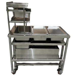Quality Industries Sifter Table, Tall, 43.3" x 25" x 56.5", SS, Swiveled Caster Kit with Brakes - Commercial Kitchen Appliance