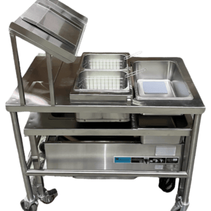 Quality Industries Sifter Table, Tall, 43.3" x 27" x 55", SS, Swiveled Caster Kit with Brakes - Commercial Kitchen Appliance