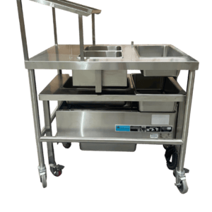 Quality Industries Sifter Table, Tall, 43.5" x 29" x 55", SS, Swiveled Caster Kit with Brakes - Commercial Kitchen Appliance