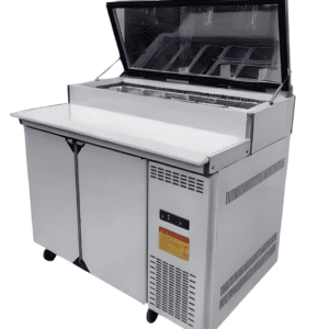Quality Industries 48" Stainless Steel Prep Table with Pan Storage and Cutting Board