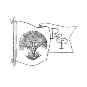 Flag featuring a tree and book logo representing Root & Press, a cozy coffee shop offering a relaxing atmosphere for enjoying specialty coffee and books, perfect for literary and coffee enthusiasts.