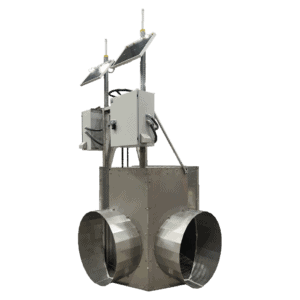 Automated flow headgate with solar powered control system regulating irrigation water delivery