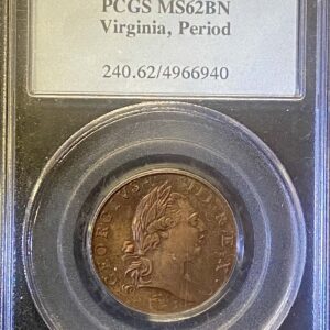 1773 PCGS MS62BN Virginia, Period  1/2P