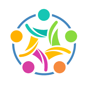 Logo von sexpositiv.events mit stilisierter Figur im Kreis aus bunten Elementen