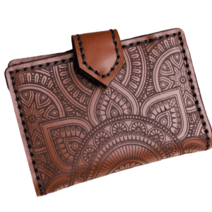 genuine leather engraved wallet front view
