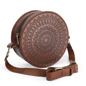 genuine leather saddle crossbody bag side profile stylish