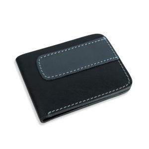 genuine leather bifold wallet front view brown