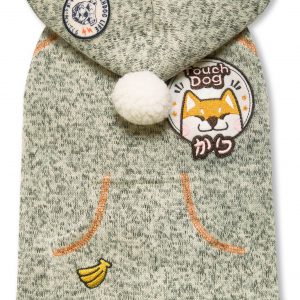 Touchdog Hippie Embellished Designer Sleeveless Pompom Pet Dog Hooded Sweater