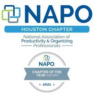 Chapter-of-the-Year-Badeg-COTY-2021-1 NAPO Houston Chapter award logo, symbolizing productivity and organizing professionals recognition for excellence in organizing services.