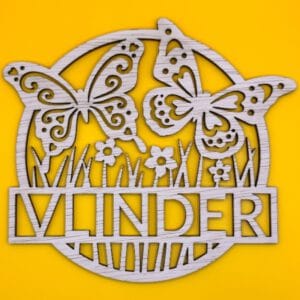 Naambordje met het design van een vlinder - vlinder