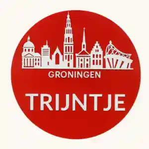 Handgemaakt houten naambordje met de skyline van Groningen. Met je eigen naam!