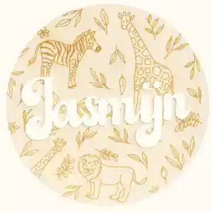 Houten naambordje met de dieren van Afrika - gepersonaliseerd met jouw eigen naam