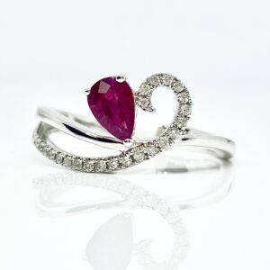 14kw .62ct Ruby and .10ctw Diamond Ring