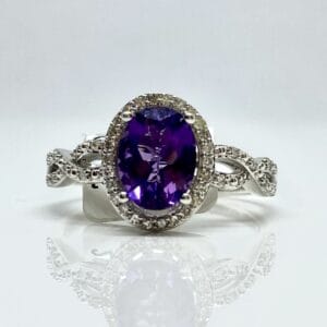 10kw 1.25ct Amethyst and .15ctw Diamond Ring