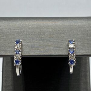 14kw Earrings with .25ctw Diamonds and .42ctw Sapphires