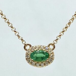 14ky .19ct Emerald and .07ctw Diamond Necklace