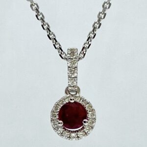 18kw .22ct Ruby and .09ctw Diamond Necklace
