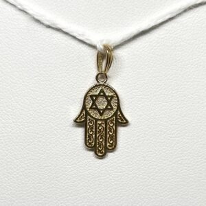 14ky Hand of God with Star of David Pendant
