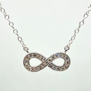 16" 10k White Gold .13ct Diamond Infinity Necklace