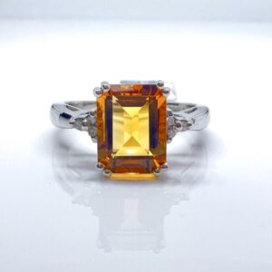 10k White Gold 2.85ct Citrine and .025ctw Diamond Ring