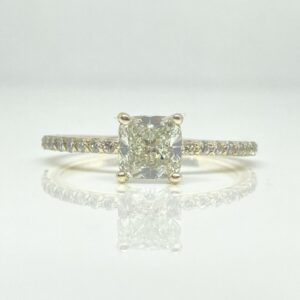 14k Yellow Gold .92ct VVS2 H Princess Diamond Engagement .20ctw SI G-H Melee Diamonds
