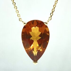 14k 4.60ct Pear-Shaped Citrine Stationary Necklace