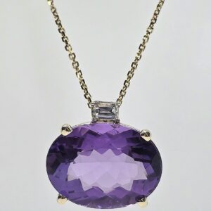14k 8.5ct Amethyst and Diamond Necklace