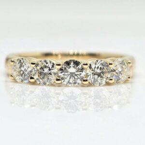 14k .93ctw Five Stone Diamond Anniversary Band