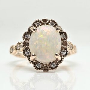 14kr 1.5ctw Opal and Diamond Ring