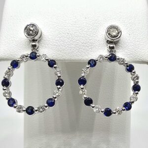 14k .66ctw Diamond and .79ctw Sapphire Earrings