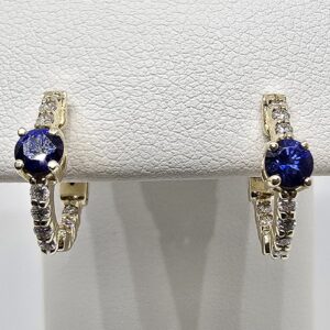 14k .46ct Sapphire and .28ctw Diamond Huggie Earrings