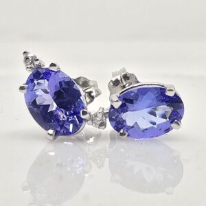 14k 1.64ctw Tanzanite With Accent Diamond Studs