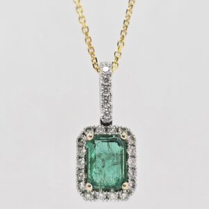 14k 1.01ct Emerald and Diamond Necklace