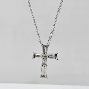14k Tapered Baguette Diamond Cross