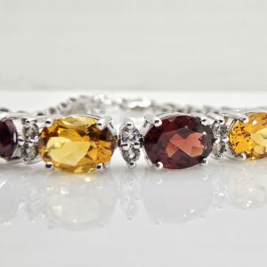 Sterling Silver 5.84ctw Citrine and Garnet Bracelet