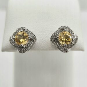 Sterling Silver 1.70ctw Citrine and Topaz Earrings
