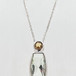 Sterling Silver 7.45ctw Green Amethyst Necklace