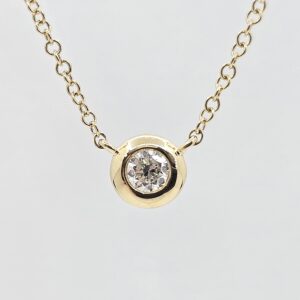 14k .10ct Diamond Bezel Station Necklace