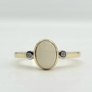 10k .57ct Opal and Diamond Ring