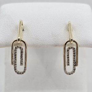 10k Diamond Paperclip Earrings