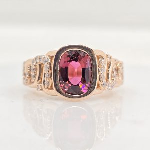 Custom 14k 1.79ct Pink Tourmaline Paperclip Ring
