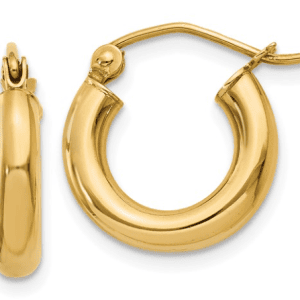 14k 3mm Hollow Tube Hoops